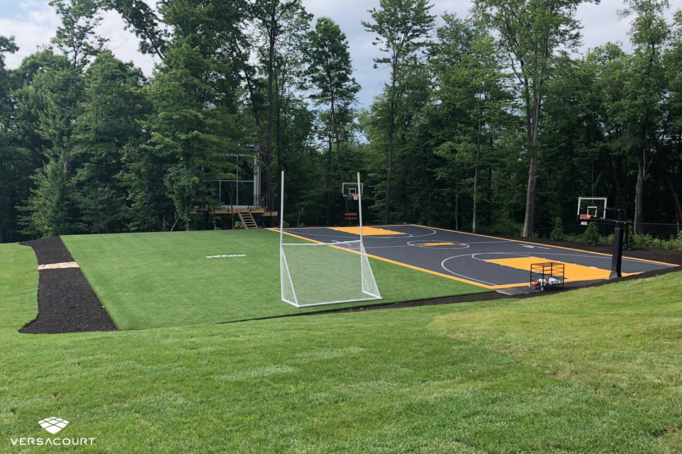 Backyard built for at-home training for a professional athlete