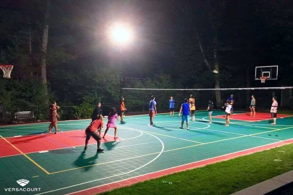 VersaCourt's multi-sport game court with court-lighting