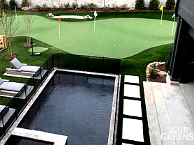Tour Greens putting green next to swimming pool